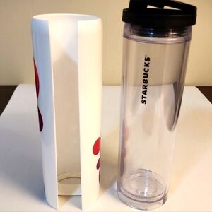 Travel Bottle Starbucks 20oz Clear Water Plastic W/Colored Removable Sleeve.